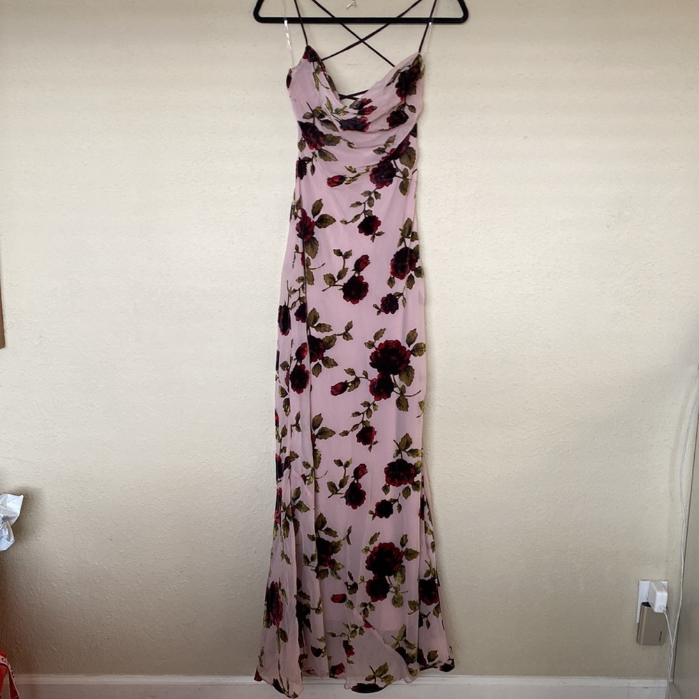 HOUSE OF CB 'Serena' Pink Devore Maxi Dress NWOT size M - Picture 4 of 16